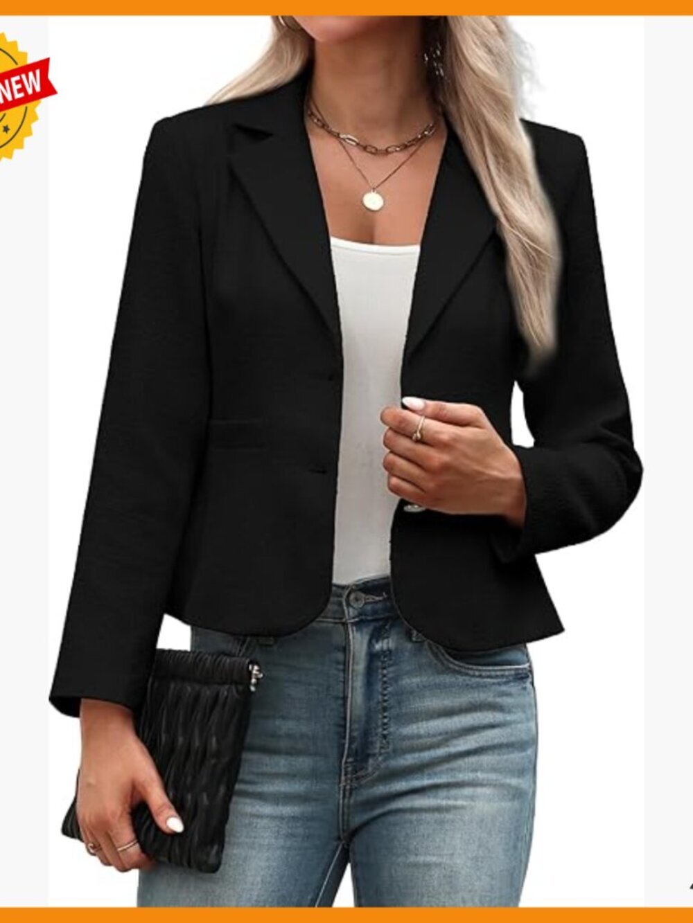Slim Fit Tweed Blazer with Pockets, Business Casual Jacket